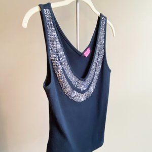 BCBGirls Sequin V-Neck Navy Tank Top, Perfect Condition